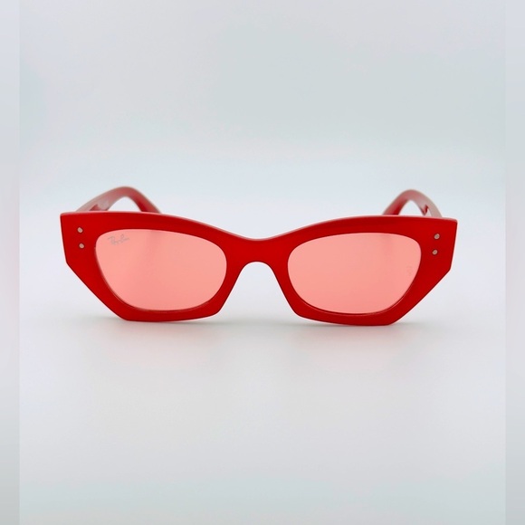 Ray-Ban Zena Sunglasses RB4430 Polished Red Cherry Frame with Pink Lenses Unisex main image 9
